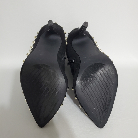 Liliana Black Gold Tone Studded Heeled Boots Women's Booties Size 8 - Picture 8 of 8